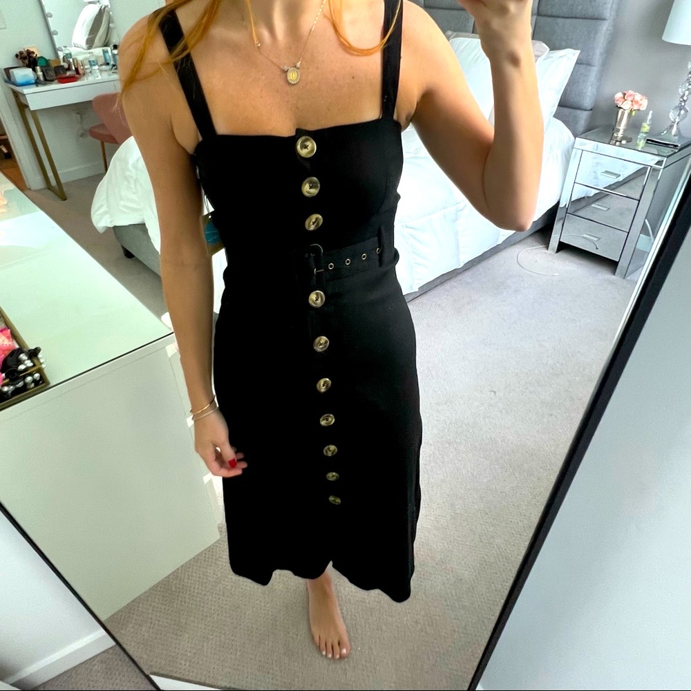 Buttoned belted MIDI Dress